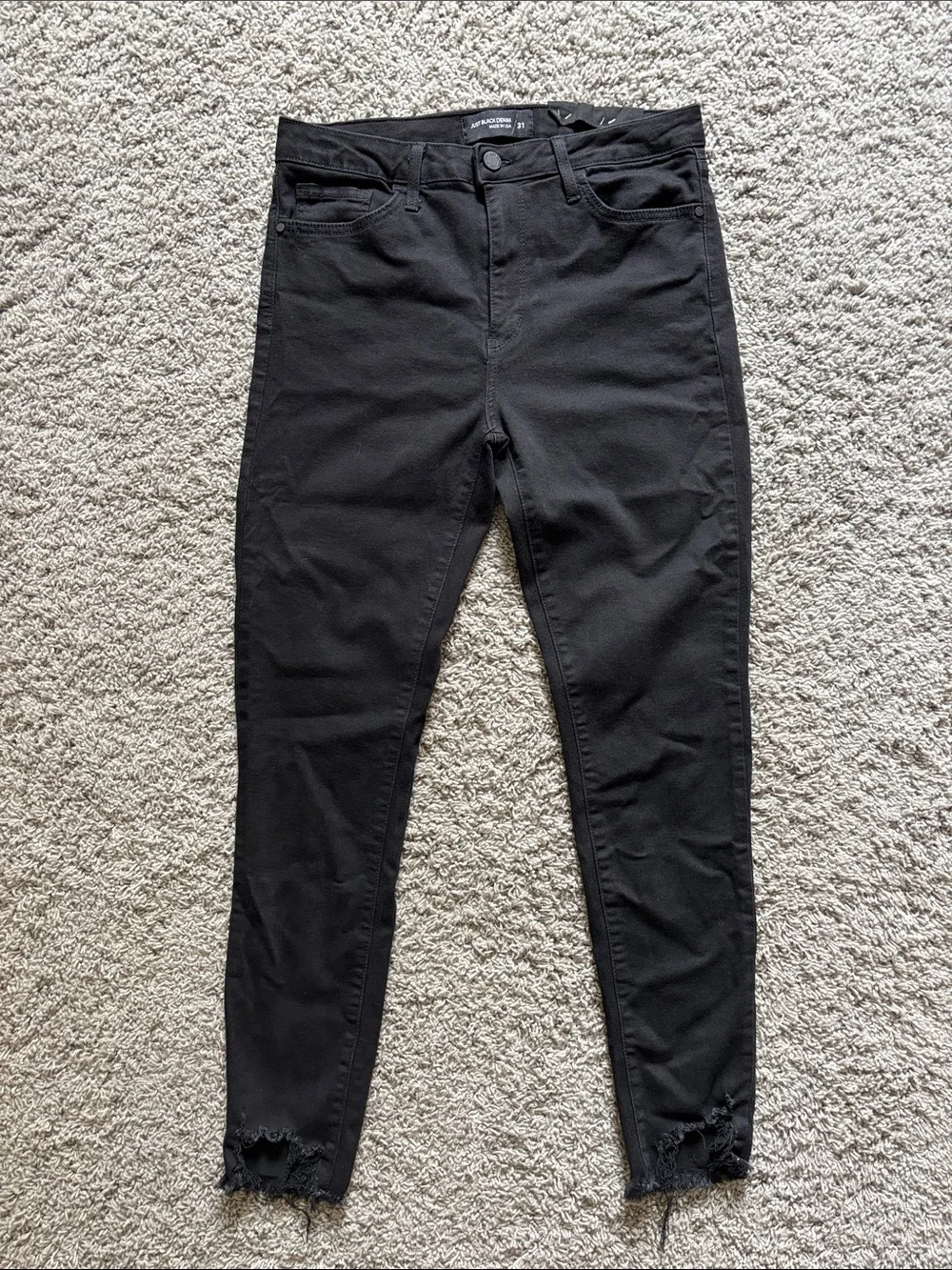 Just Black Women's Black High-Rise Jeans with Distressed Hem
